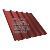 Trapezblech T35/207MD kirschrot mit technischen Daten eingeblendet