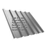 Trapezblech T35/207MD Weißaluminium mit eingeblendeten technischen Daten