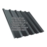 Trapezblech T35DR anthrazitgrau, 0,50 mm Stahl mit PURLAK® Beschichtung, Eckdaten eingeblendet