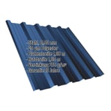 Trapezblech T35DR Enzianblau mit eingeblendeten Eckdaten zu Material, Staerke und Beschichtung