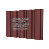Trapezblech T35DR Wand Rotbraun RAL 8012 mit eingeblendeten Eckdaten Aluminium 0,70 mm, 25 µm Polyester