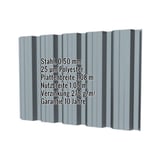 Trapezblech T35DR Fehgrau, 0,50 mm Stahl, mit eingeblendeten Eckdaten zu Material, Beschichtung und Massen