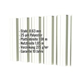 Trapezblech T35DR Wand, Grauweiß RAL 9002, 0,63 mm, mit eingeblendeten Eckdaten
