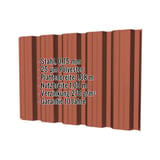 Trapezblech T35DR Wand Kupferbraun RAL 8004 mit eingeblendeten Eckdaten zu Material und Staerke