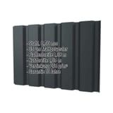 Trapezblech T35M Wand, Anthrazitgrau RAL 7016, 0,50 mm Stahl, mit eingeblendeten Eckdaten