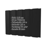 Trapezblech T35M Wand Stahl 0,50 mm Schwarz PURMAT mit eingeblendeten technischen Daten