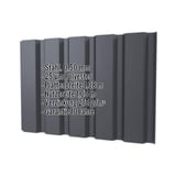 Trapezblech T35M Wand Graphitgrau RAL 7024, 0,50 mm, mit eingeblendeten technischen Daten