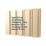 Trapezblech T35M Hellelfenbein, 0,75 mm Stahl, mit eingeblendeten Eckdaten