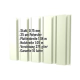 Trapezblech T35M Grauweiß RAL 9002, 0,75 mm Stahl, mit eingeblendeten Produktdaten
