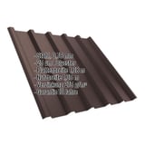 Trapezblech T35MD Schokoladenbraun 0,75 mm mit eingeblendeten Eckdaten