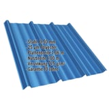 Trapezblech T45/333MD Enzianblau RAL 5010, 0,50 mm Stahl, mit eingeblendeten Eckdaten