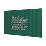 Trapezblech T7M Wand Moosgrün, 0,50 mm Stahl, mit eingeblendeten Eckdaten