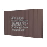 Trapezblech T7M Wand Schokoladenbraun RAL 8017 mit eingeblendeten Eckdaten zu Material, Staerke und Beschichtung