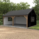 Trapezblech T7M Wand 0,50 mm Schwarz PURMAT® an einem Carport mit Holzkonstruktion