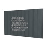Trapezblech T7M Anthrazitgrau RAL 7016, 0,40 mm Stahl mit 25 µm Polyesterbeschichtung, Eckdaten eingeblendet