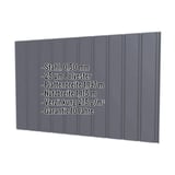 Trapezblech T7M Wand Graphitgrau RAL 7024 mit eingeblendeten Eckdaten zu Material, Staerke und Beschichtung