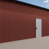 Trapezblech T7M Wand Rotbraun RAL 8012, 0,50 mm Stahl, an einer Wand mit Tuer verbaut