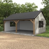 Trapezblech T7M Wand, Grauweiß RAL 9002, 0,63 mm, als Wandverkleidung an einem Carport