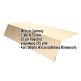 Traufenblech Hellelfenbein RAL 1015, 0,50 mm Stahl, mit eingeblendeten Eckdaten