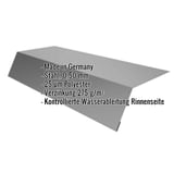 Traufenblech Graualuminium RAL 9007, 0,50 mm Stahl, mit eingeblendeten Eckdaten