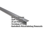 Traufenblech Anthrazitgrau 0,75 mm mit eingeblendeten Eckdaten zu Material und Beschichtung