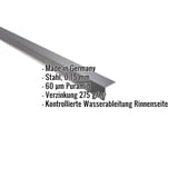 Traufenblech Anthrazitgrau 0,75 mm Stahl mit Puramid Beschichtung, Eckdaten eingeblendet