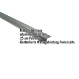 Traufenblech Aluminium Moosgrün, 0,70 mm, mit eingeblendeten Eckdaten zu Material und Beschichtung