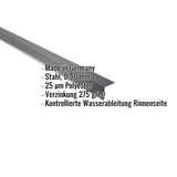 Traufenblech anthrazitgrau, Stahl 0,50 mm, 25 µm Polyester, mit eingeblendeten Eckdaten