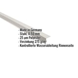 Traufenblech Grauweiß RAL 9002 aus Stahl 0,50 mm, mit eingeblendeten Eckdaten