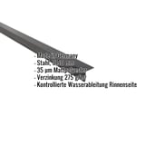 Traufenblech Stahl 0,50 mm dunkelgrau, Mattpolyester, mit eingeblendeten Eckdaten