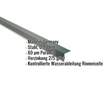 Traufenblech Stahl 0,50 mm Moosgrün mit Puramid-Beschichtung und eingeblendeten Eckdaten
