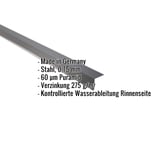 Traufenblech Anthrazitgrau, 0,75 mm Stahl, 60 µm Puramid Beschichtung mit eingeblendeten Eckdaten