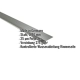 Traufenblech Stahl Chromoxidgrün 0,50 mm mit eingeblendeten Eckdaten zu Material und Beschichtung