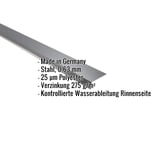 Traufenblech Anthrazitgrau RAL 7016, 0,63 mm Stahl, mit eingeblendeten Eckdaten