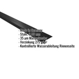 Traufenblech Stahl 0,50 mm Schwarz, 35 µm Mattpolyester, mit eingeblendeten Eckdaten