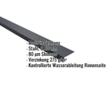 Traufenblech anthrazitgrau, 0,50 mm Stahl mit 80 µm Shimoco Beschichtung, Eckdaten eingeblendet