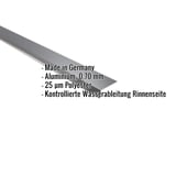 Traufenblech Aluminium Anthrazitgrau, 0,70 mm, mit eingeblendeten Eckdaten zu Material und Beschichtung