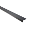 Traufenblech Anthrazitgrau RAL 7016 aus 0,50 mm Stahl, schraeg von oben auf weissem Hintergrund
