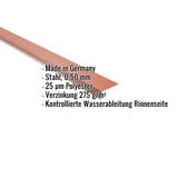 Traufenblech Kupferbraun RAL 8004, 0,50 mm Stahl, mit eingeblendeten Eckdaten