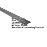 Traufenblech Stahl 0,50 mm Tiefschwarz, mit eingeblendeten technischen Daten