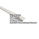 Traufenblech Grauweiß RAL 9002 aus Stahl 0,75 mm, Polyester 25 µm, mit eingeblendeten Eckdaten