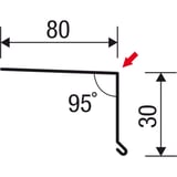 Technische Zeichnung Traufenblech mit Massen 80 mm, 30 mm und 95 Grad Winkel