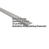 Traufenblech Aluminium Graualuminium mit eingeblendeten Eckdaten zu Material, Staerke und Beschichtung