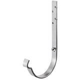 Universal Rinnenhalter aus verzinktem Stahl, Hauptansicht des J-foermigen Halters mit Befestigungsloechern