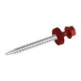 Verzinkte Schraube mit Sechskantkopf und Dichtscheibe in Braunrot (RAL 3011) von Polmetal