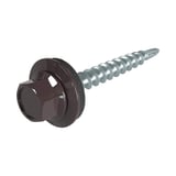 Verzinkte Schraube Schokoladenbraun RAL 8017 mit Dichtung und Sechskantkopf, freigestellt