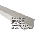 Wandanschluss Grauweiß RAL 9002 aus Stahl 0,50 mm, 25 µm Polyester, mit Eckdaten Made in Germany, Verzinkung