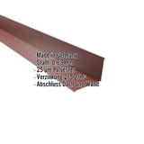 Wandanschluss Stahl 0,63 mm Rotbraun RAL 8012 mit eingeblendeten Eckdaten