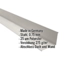 Wandanschluss Grauweiß RAL 9002 aus Stahl 0,75 mm, 25 µm Polyester, mit eingeblendeten Eckdaten