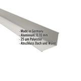 Wandanschluss aus Aluminium, Weißaluminium RAL 9006, mit eingeblendeten Eckdaten